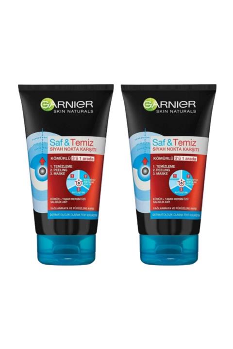 Garnier Saf Temiz Kömürlü - Peeling - Maske 150 ml Jel 2 Adet