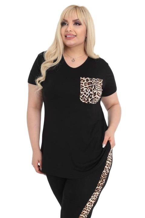 Hanezza Kadın Büyük Beden Zebra Leopar Desen Eşofman Takımı