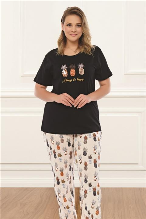 DOWRY Büyük Beden Kısa Kol Pijama Takımı