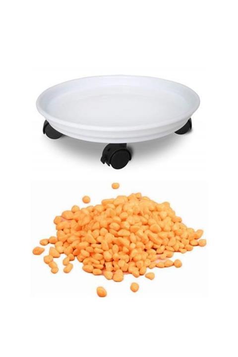 Transformacion Tekerlekli Saksı Altlığı Dekoratif Taş Hediyeli 714261