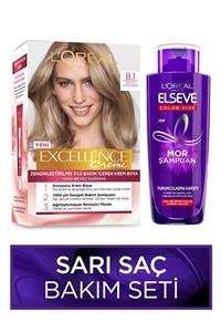 ELSEVE Excellence Creme 8.1 + Elseve Turunculaşma Karşıtı Mor Şampuan 200 ml