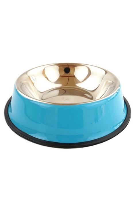 HAOER Kedi Köpek Paslanmaz Renkli Çelik Mama Kabı 16 Cm Mavi