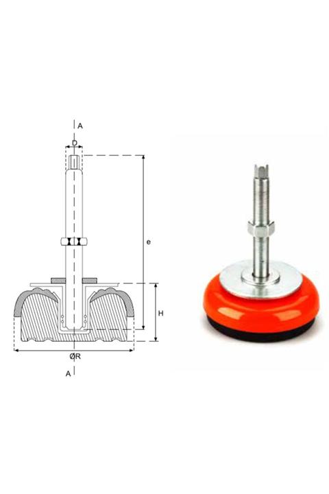 YİSA Çap:80 Civata Boyu:120 Civata:m-12x1,25 Tezgah Tamponu Federli Içten Statik Boyalı-10 Ad.