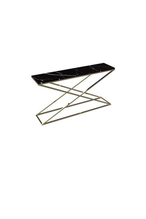 MAKSA Aida 150cm Alexandrette Black Parlak Pirinç Konsol