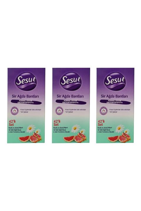 Sesu Ağda Bandı Vücut Normal Ciltler Için 42li Yeşil X 3lü Paket