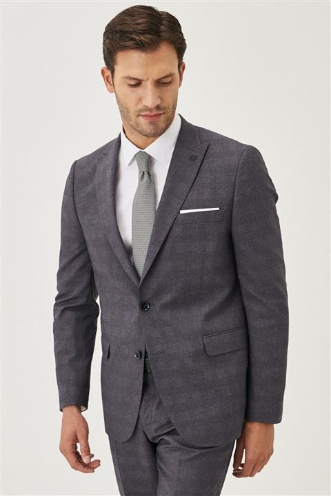ALTINYILDIZ CLASSICS Erkek Gri Slim Fit Kareli Takım Elbise