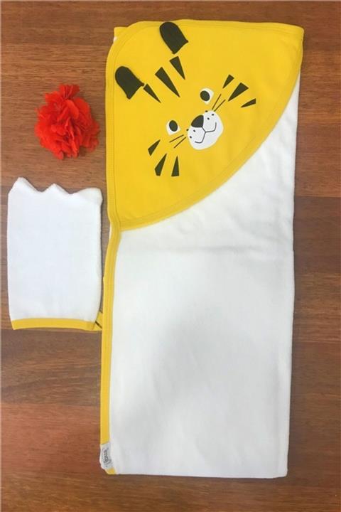 PARLABU Kaplan Baskılı Örme Havlu Set Sarı