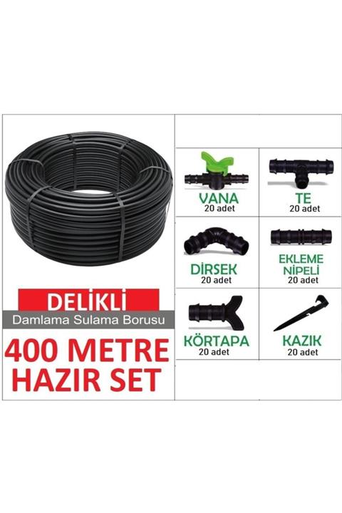 Edoplast 400 Metre 33cm Aralıklı Kendinden Delikli Damla Sulama Sistemi Damlama Borusu Hortumu Bahçe Seti