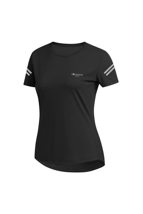 POSEIDONSTORM Büyük Beden Kadın Siyah Günlük Sporcu Tişörtü 4xl-8xl - Koldan Iki Flexo Baskı - M1