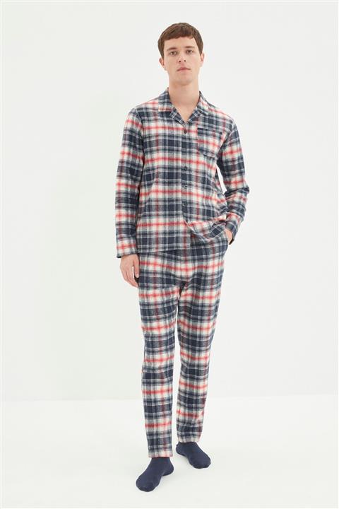 TRENDYOL MAN Lacivert Erkek Regular Fit Ekose Dokuma Pijama Takımı TMNAW22PT1232