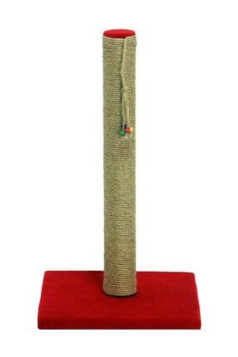 hitteknoloji Large 80cm Ahşap Yuvarlak Direk Kedi Tırmalama Kırmızı