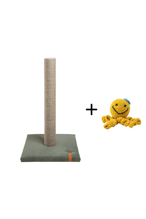 PUGALO Catnipli Tırmalama Tahtası + El Örgüsü Catnipli Ahtapot Kedi Oyuncağı (yeşil)