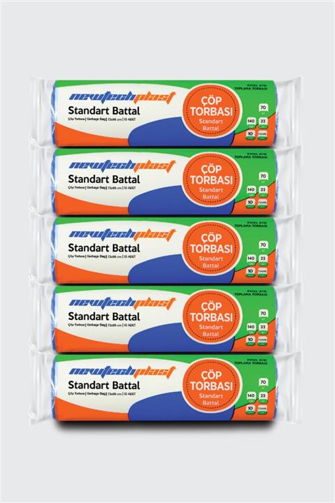 Newtechplast 5 Rulo Standart Battal Boy 72x95 Cm 140 Gr.(jelatinli) Çöp Poşeti - Torbası