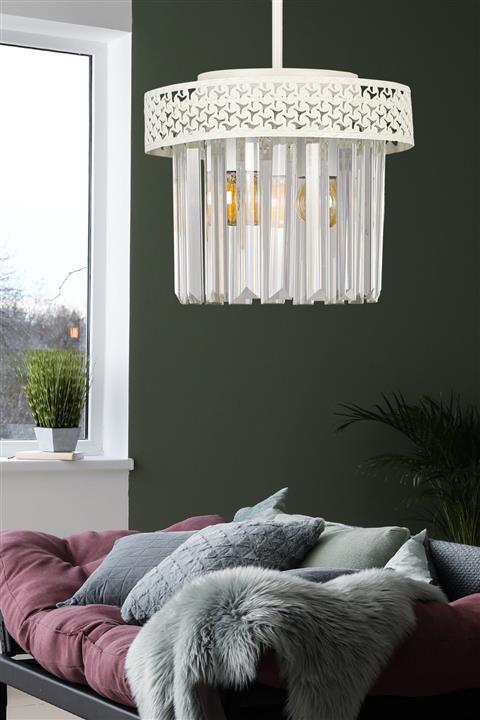 Begüsa Şeritli Kristal 2.li Beyaz Taşlı Avize