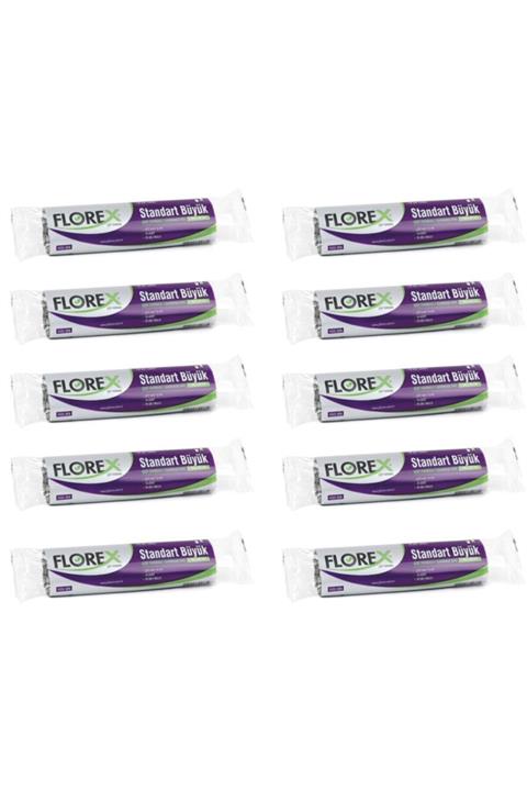 Florex Standart Büyük Boy 10 Adet Çöp Torbası Siyah 65 X 80 Cm 10 Paket