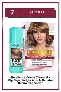 L'Oreal Paris Excellence Creme Saç Boyası 7 Kumral + Beyaz Saçlar için Kapatıcı Kumral Saç Spreyi