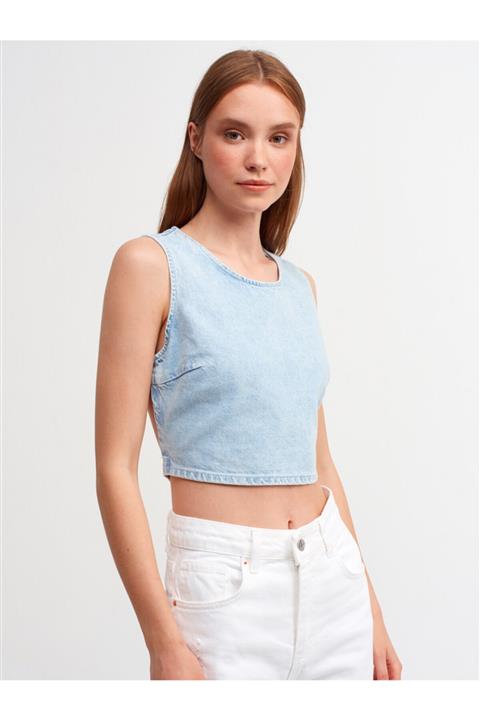 Dilvin Kadın Mavi Arkası Açık Kot Top 5290
