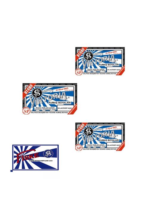 Viktoria Lacivert Açık Kumaş Boya Fiske 3 Adet