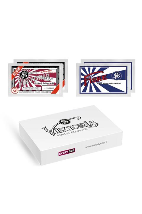 Viktoria Kumaş Boyası Fes Rengi 2 Pk + Fiske Sabitleme 2 Paket