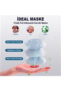 İDEAL MASKE Ideal Cerrahi Maske Meltblownlu 3 Katlı | 50 Adetli | Burun Telli