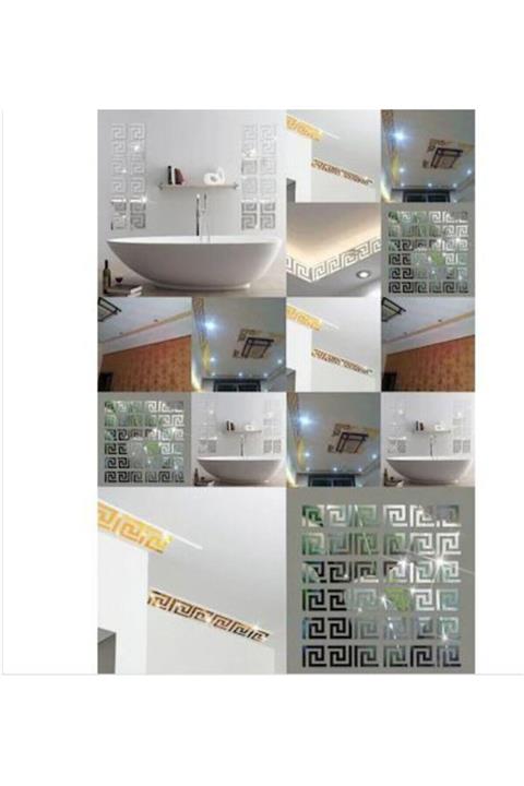 dalgıç tasarım Labirent Dekoratif Gümüş Pleksi Ayna Duvar Dekor Süs 60x Adet 7x7