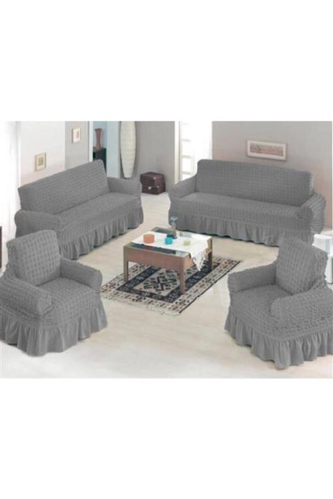 UYİNTİL Bürümcük Pamuklu Koltuk Kanepe Örtüsü Takımı Lastikli Etekli Koltuk Kanepe Kılıf