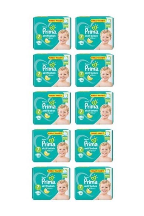 Prima Bebek Bezi Aktif Bebek 7 Beden 34 Adet 10'lu Paket 340 Adet