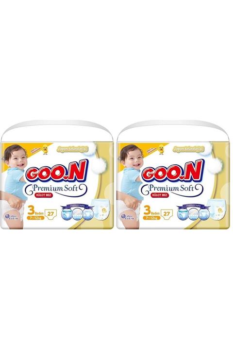 Goo.n Goon Premium Eko Külot Bebek Bezi Beden:3 (7-12kg) Midi 54 Adet (2pk*27)