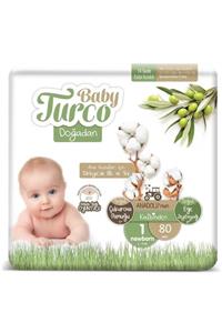 Baby Turco Doğadan 1 Numara Bebek Bezi 2-5 kg Yenidoğan 80 Adet