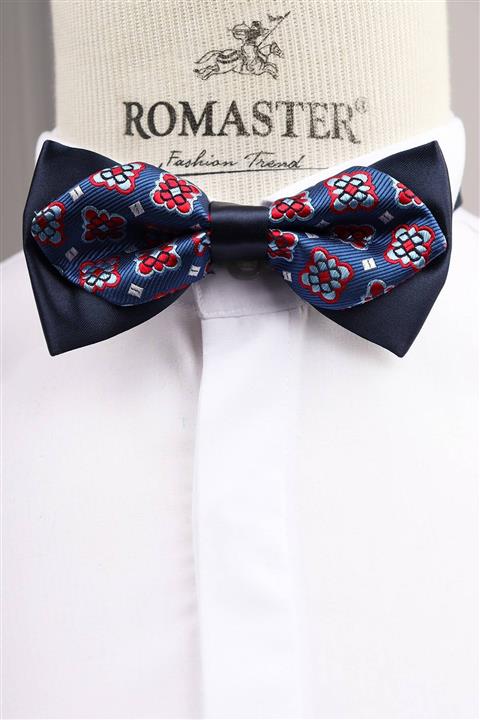 ROMASTER Koyu Lacivert Renk Desenli Erkek Papyon