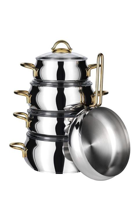 Amboss Aquamarine 9 Parça Cam Kapaklı Tavalı Set