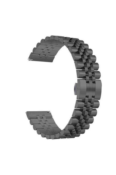 Xiaomi Mi Watch Color 22 Mm Uyumlu Metal Kordon Kayış Kılıf Siyah + Popsocket