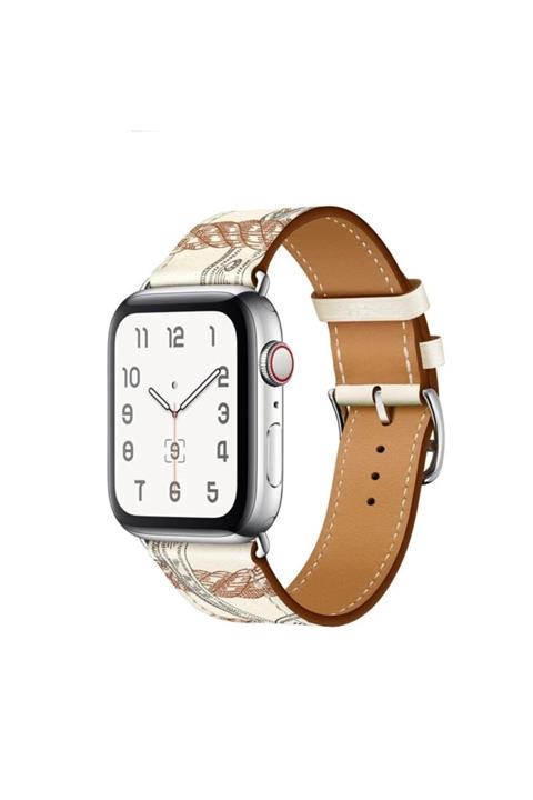Teknoband Apple Watch Hermes Loop Deri 38/40/41mm Uyumlu Kordon (LOGOLU)