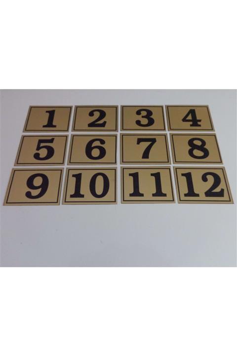 GENDEC Yapışkanlı No 1'den 12' ye  Kadar Raf, Posta Kutusu, Dolap, Ayakkabılık, Kapı Numarası 6x8 cm