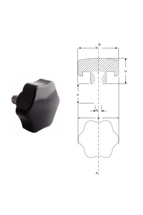 YİSA Çap-50 Metrik-12 Civata Boyu-25 Bakalit Yıldız Civatalı-50 Ad.