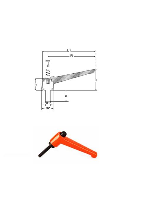 YİSA Yükseklik-70 En-25 Civata-m-6 Metal Sustalı Kol Civatalı Statik Boyalı Turuncu-25 Ad.