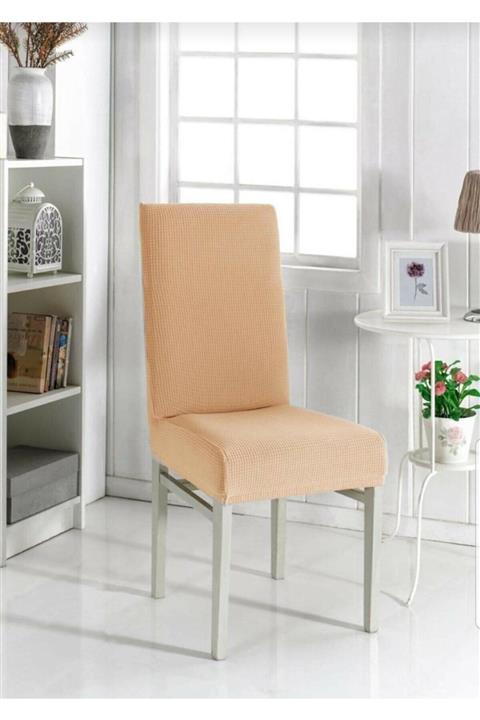 abeltrade Bambu Sandalye Kılıfı Sütlü Kahve Renk 4li