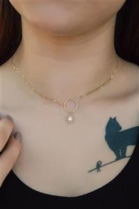 Ayyıldız Kuyumculuk Kadın Choker Güneş Altın Kolye