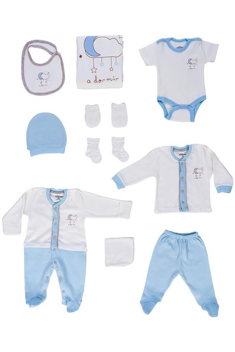 Aziz Bebe Erkek Bebek Mavi 10'lu Hastane Çıkış Seti AZZ010228