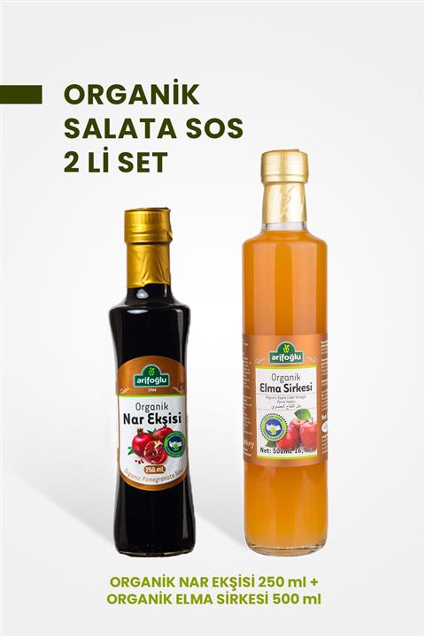 Arifoğlu Organik Elma Sirkesi 500 ml + Nar Ekşisi 250 ml 2 Li Set