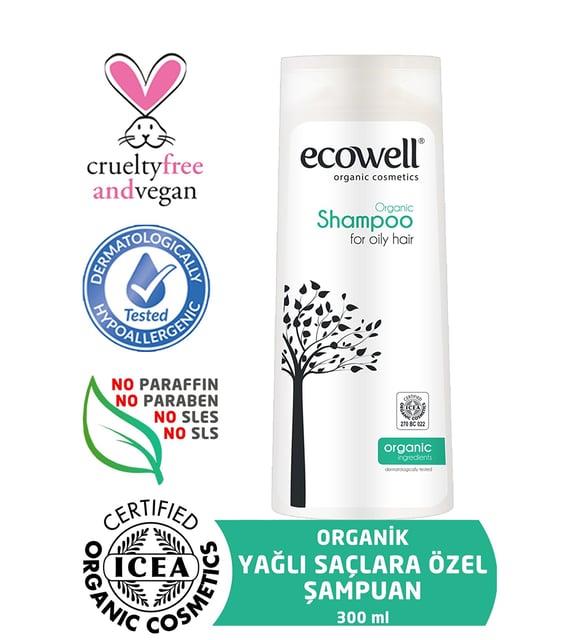 Ecowell Yağlı Saçlar İçin Organik Şampuan 300 ml
