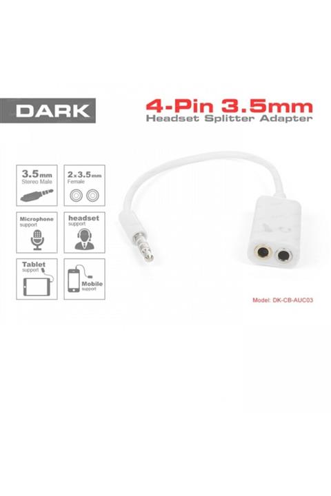 Dark Dk-cb-auc03 1x Erkek Stereo 2x Dişi Ses Ara Kablosu