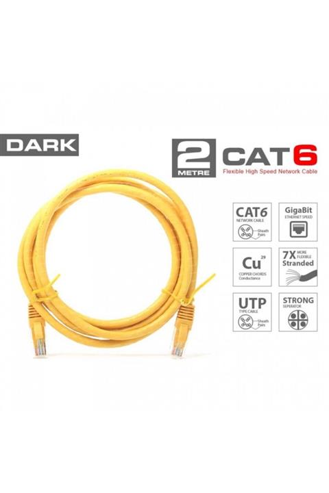 Dark Dk-cb-nt6u200y 2mt Utp Cat6 Patch Kablo Sarı Awg24/7