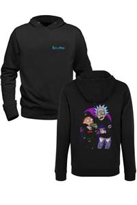 Alfa Tshirt Rick And Morty Baskılı Siyah Ön Arka Baskılı Sweatshirt