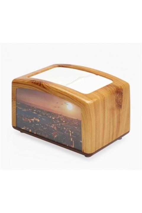 Universal Nokta Yatay Ahşap Desenli Resimli Peçetelik