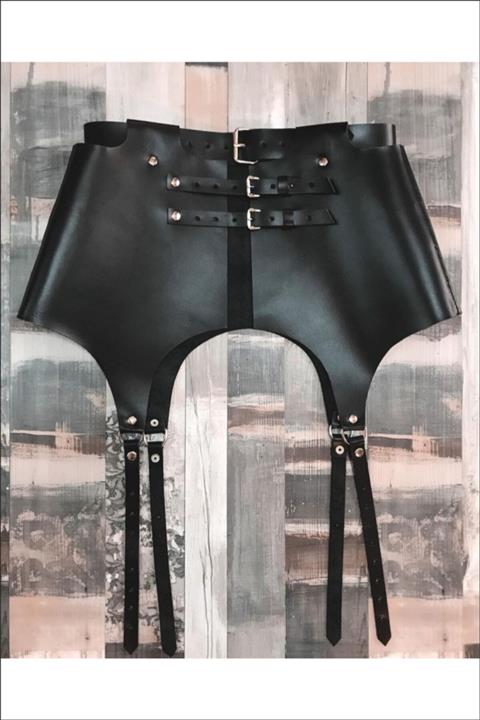 Sweet Demon Kadın Önden Bağlamalı Ayarlanabilir Deri Korse Kemer Siyah