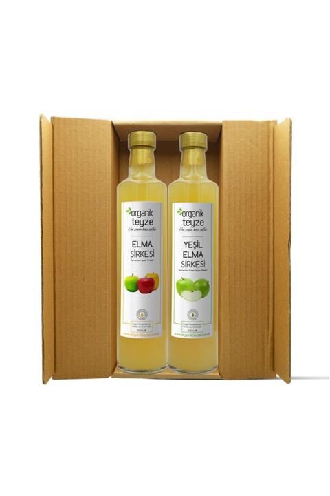 Organik Teyze Elma Sirkesi & Yeşil Elma Sirkesi 500ml - 2'li Yılbaşı Sağlık Paketi
