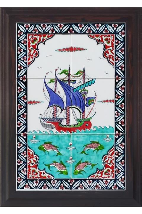 Armada Çini 40x60 cm Ed 500 İznik Kalyon El Dekoru Çini Pano