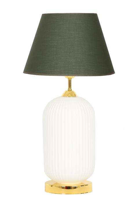 Vinner Dublin Gold Detaylı Beyaz Cam Abajur - Haki