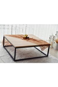 AnDekoDizayn Dekoratif Orta Sehpa Safir Meşe/mat Siyah 80x80x32 Cm